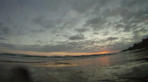 Beach Waves Crash Onto Camera Lens 2 - Real Time Stock Footage 925090