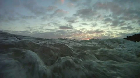 Beach Waves Crash Onto Camera Lens - Slow Motion Stock Footage 925108