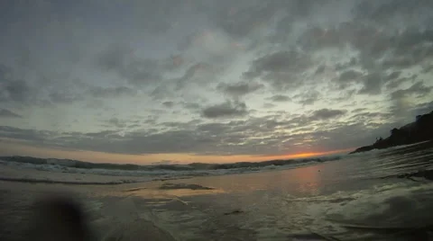 Beach Waves Crash Onto Camera Lens 2 - Real Time Stock Footage 925136