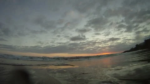 Beach Waves Crash Onto Camera Lens 2 - Slow Motion Stock Footage 925143