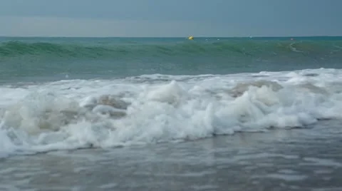 Beach with waves Stock Footage 12355132