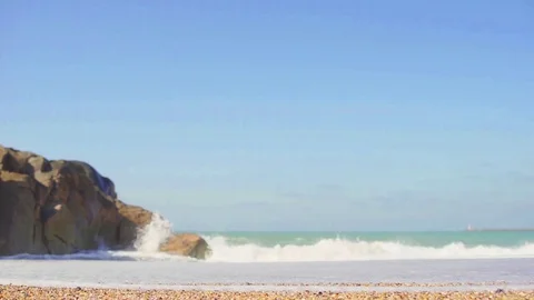 Beach with waves Stock Footage 75855369