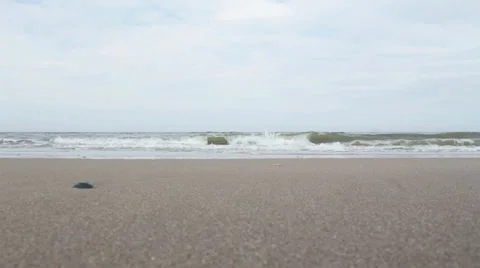 Beach Waves low pov Stock Footage 37030996
