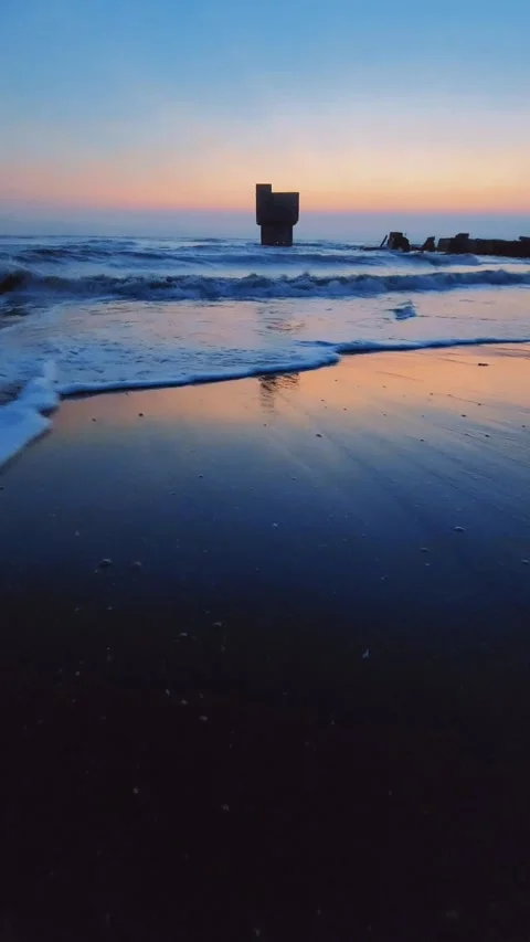 Beach waves in the morning Stock Footage 243877879