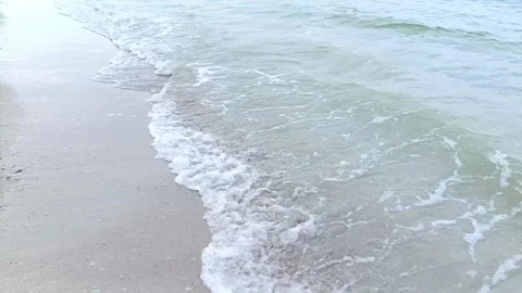 Beach waves moving to the shore during summer morn Stock Footage 295478442