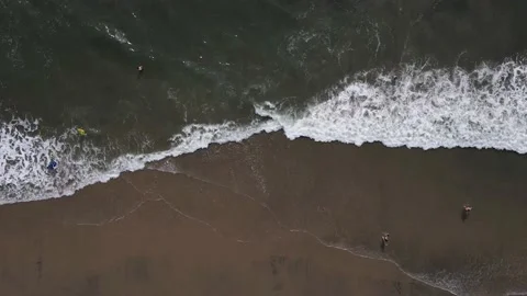 Beach waves - Overhead shot of the beach 1 Stock Footage 236511061