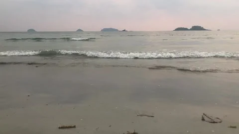 Beach Waves Pink Sunset On Island Stock Footage 220308012