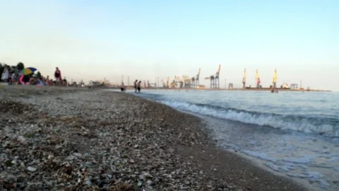 Beach waves port Stock Footage 91338907