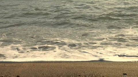 Beach Waves on Sandy Shore HD 1080 Stock Footage 684125