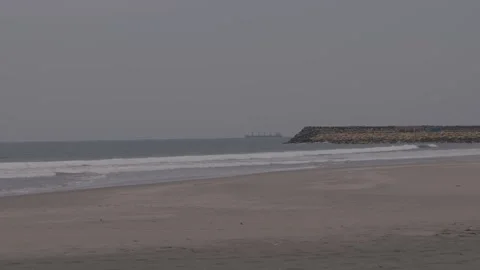 Beach Waves Ship Surfer Stock Footage 301347916