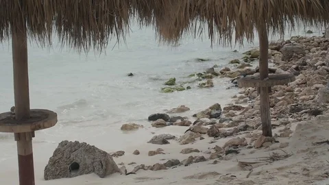 Beach Waves Small On Rocks Slow Motion HD Stock Footage 73527933