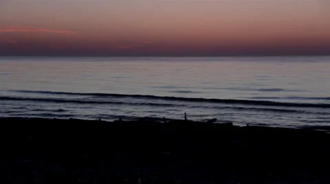 Beach Waves Twilight, Sunset, Night Stock Footage 39329924