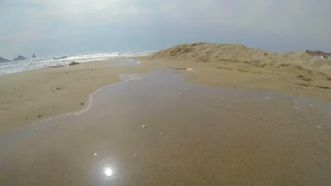 Beach waves view from the sand Stock Footage 117632223