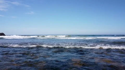 Beach waves, walking near ocean waves northern ireland drone footage 2.7k Stock Footage 209195030