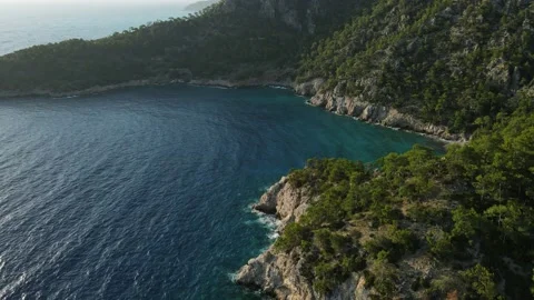 Beach with waves when walking lycian way Stock Footage 226945228