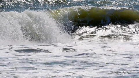 BEACH WAVES IN WINDY DAY 스톡 동영상 250351050