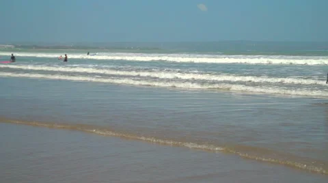 Beach Waves Zoom In Stock Footage 49407849