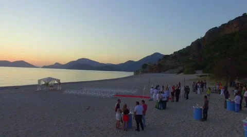 Beach Wedding Aerial View Video stock 66394623