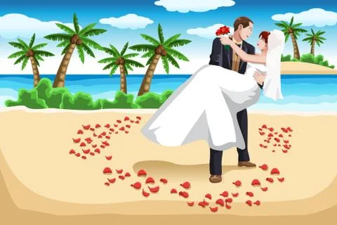 Beach wedding Stock Illustration