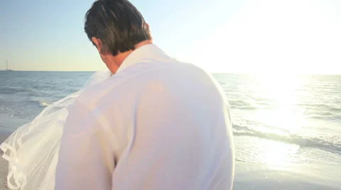 Beach Wedding Kiss Stock Footage