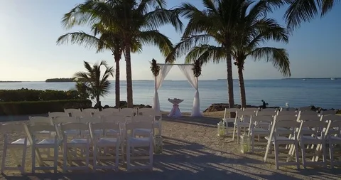 Beach wedding set up drone Stock Footage 107275339