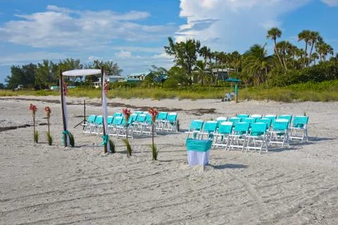 Beach Wedding Set Up Stock Photos