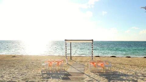 A beach wedding setup in riviera maya mexico Stock Footage 79334856