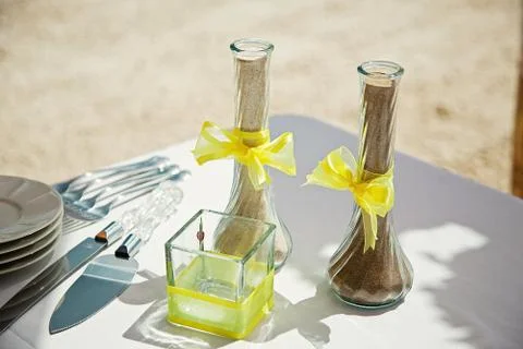 Beach wedding, wedding decor Stock Photos