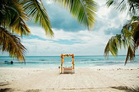 Beach wedding, wedding decor Stock Photos