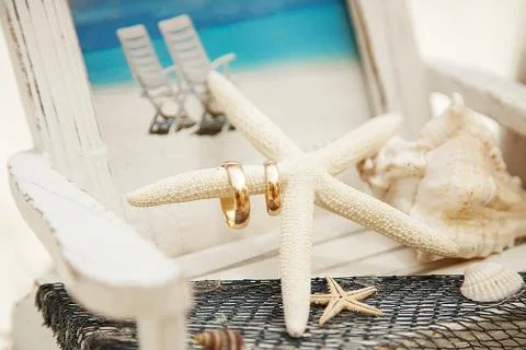 Beach wedding, wedding decor Stock Photos