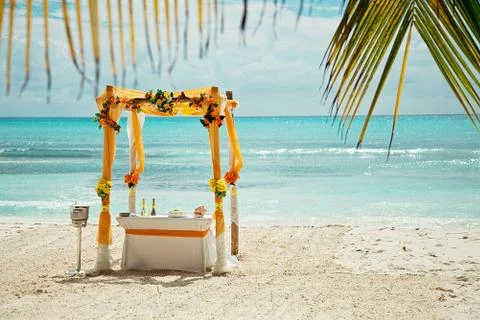 Beach wedding, wedding decor Stock Photos