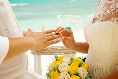 Beach wedding, wedding decor Stock Photos