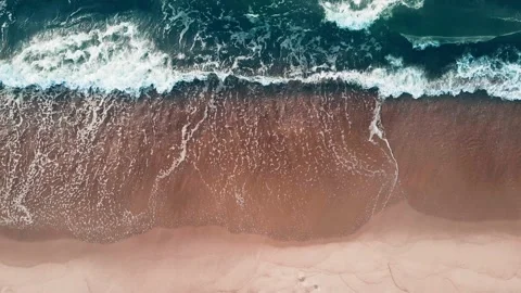 Beach with white sand and the blue sea. Aerial top down view Stock-Footage 219968107