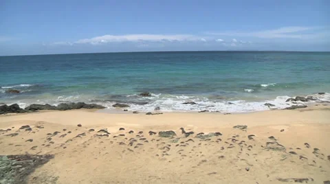 Beach wideshot pan left to right Stock Footage 30887743