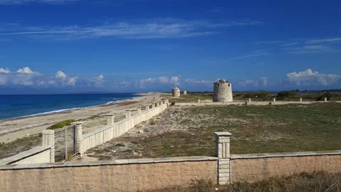 Beach wind mills. Stock Footage 220103869
