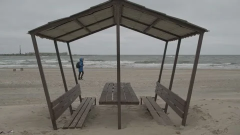 Beach in winter on the Baltic Sea Stock Footage 147379215