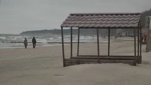 Beach in winter on the Baltic Sea Stock Footage 147611766
