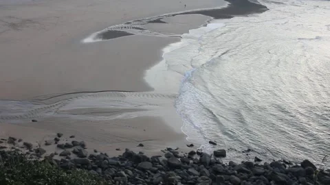 A beach in winter in the Cantabrian sea Stock Footage 266840415