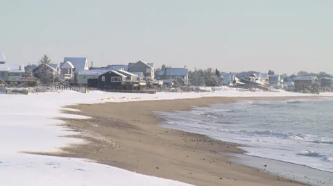 Beach in winter Stock Footage 35063585