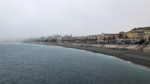 Beach in the winter at nice Stock Footage 90556596