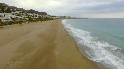 Beach without people real time Almeria Spain Stock Footage 128541791