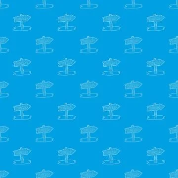 Beach wooden direction sign pattern seamless blue Stock Illustration