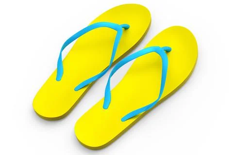 Beach yellow flip-flops or sandals isolated on white background. Stock Illustration