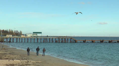 Beach in Yevpatoria winter 2013 動画素材 33194444