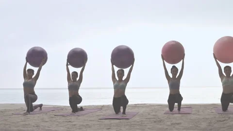 Beach Yoga Stock Footage 143801857