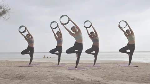 Beach Yoga Stock Footage 143803181