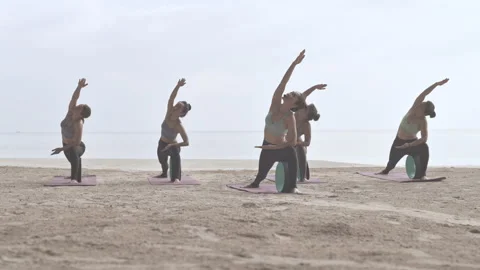 Beach Yoga Stock Footage 143810051