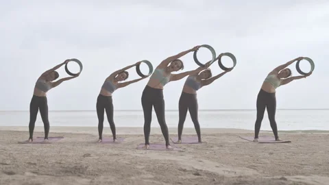 Beach Yoga Stock Footage 143810265