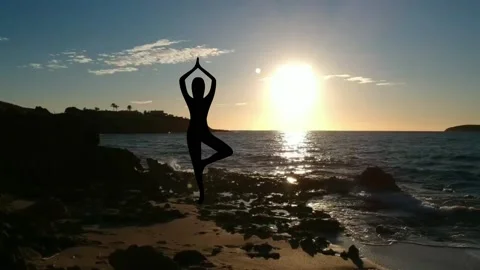 Beach Yoga. Stock Footage 155346089
