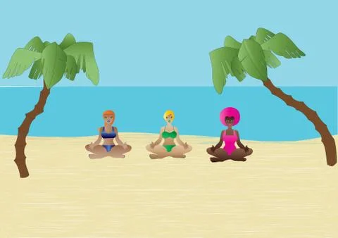 Beach Yoga Stock Illustration